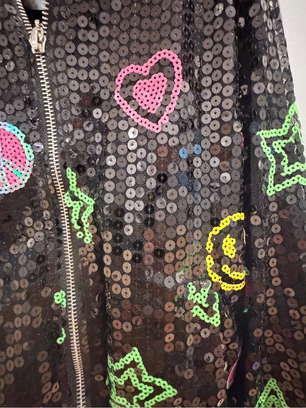Lola and the Boys Peace and Love Sequin Bomber - Picture 2 of 5